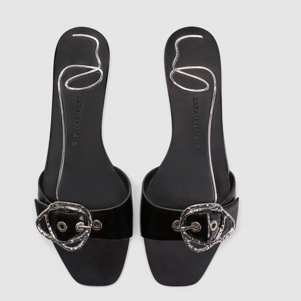 Zara Flat Leather Slides
